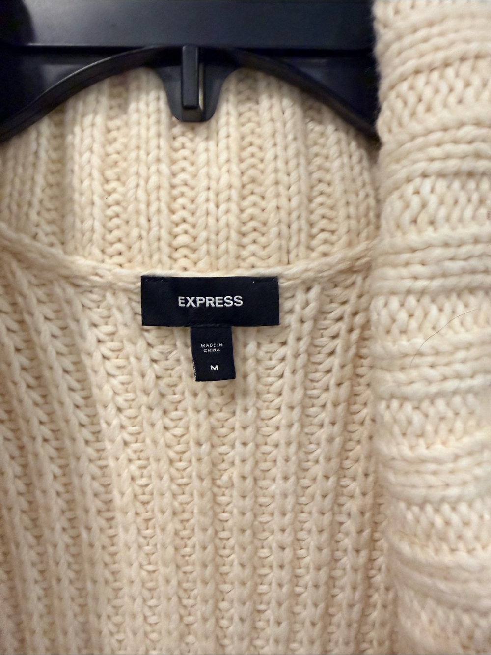 Express Cream Ribbed Open-Front Duster Cardigan Sweater - Picture 2 of 3